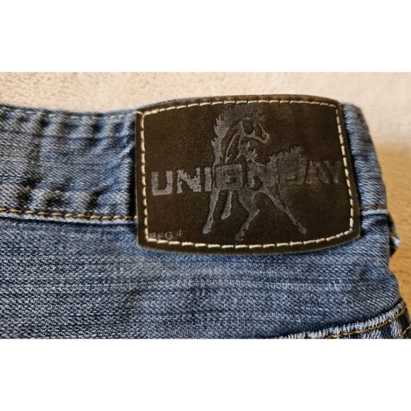 VTG UnionBay Jeans Mens Sz 38x32 ~Light Wash~ Wide Leg ~ High Rise~ Hong Kong - Picture 9 of 16